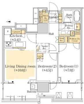 晴海フラッグ SUN-T-12階61.32㎡ 間取り図