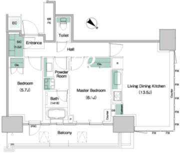 パークアクシス豊洲キャナル 602 間取り図