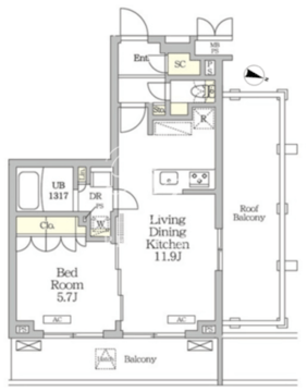 ミレーネ滝野川 413 間取り図