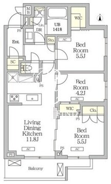 ミレーネ滝野川 104 間取り図