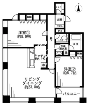 レジディアタワー麻布十番 1603 間取り図