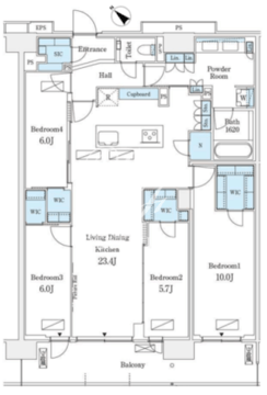 ロイヤルパークス有明 1503 間取り図