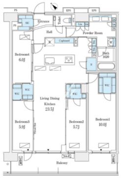ロイヤルパークス有明 1505 間取り図