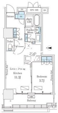 ロイヤルパークス品川 1508 間取り図