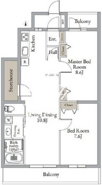ベルメゾン中村橋サウス 106 間取り図