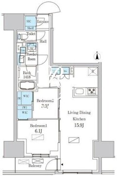 パークアクシス品川天王洲アイル 1108 間取り図