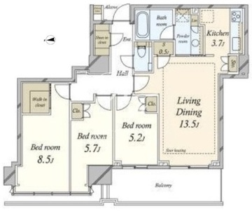 プラウドタワー芝浦 3010 間取り図