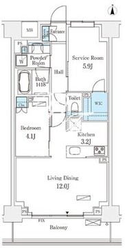 フロンティアレジデンス錦糸公園 104 間取り図