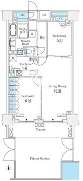 フロンティアレジデンス錦糸公園 107 間取り図