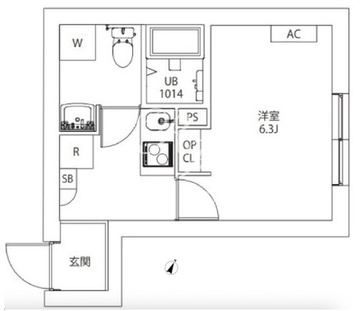 アクシアエムーシティ武蔵小山 B103 間取り図