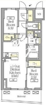 テラス北千住 202 間取り図