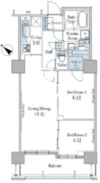 パークアクシス日本橋浜町 904 間取り図