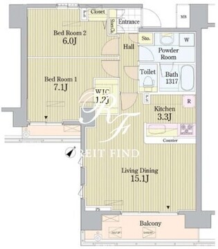 プライムアーバン東中野コート 810 間取り図