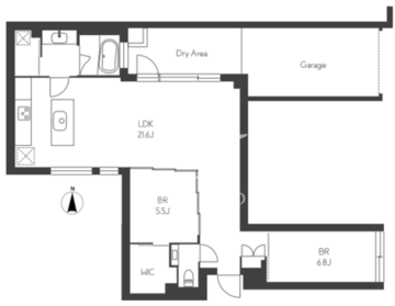 THE GRANDUO OKUSAWA UTAKATA 102 間取り図