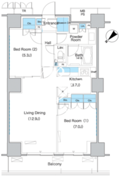 パークアクシス豊洲 517 間取り図