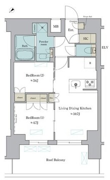 ブリリアイスト門前仲町 602 間取り図