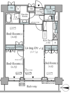 パークアクシス辰巳ステージ 1002 間取り図