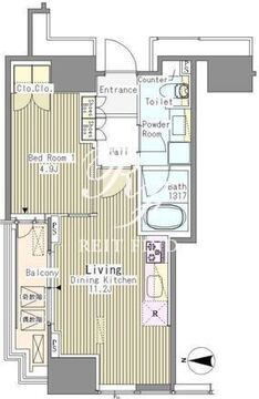 ホワイトタワー浜松町 1702 間取り図