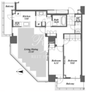 ブリリアイストタワー勝どき 41階96.81㎡ 間取り図