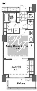 ブリリアイストタワー勝どき 16階42.94㎡ 間取り図