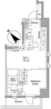 ザ・パークハビオ早稲田 407 間取り図