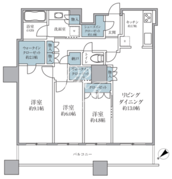 ザ・パークハウス西新宿タワー60 4907 間取り図