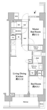 ドゥーエ西馬込 604 間取り図