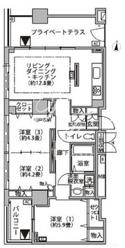 東雲キャナルコートCODAN 19-1401 間取り図