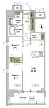ＲＪＲプレシア蒲田 408 間取り図