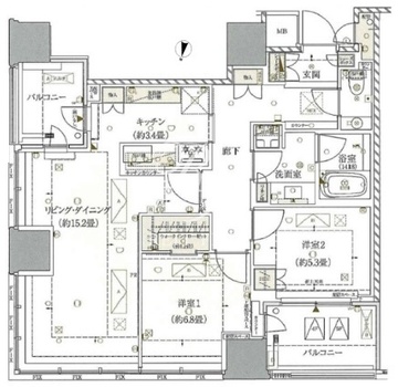 ザ・パークハウス白金二丁目タワー 409 間取り図