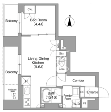 プラネソシエプラス旗の台 602 間取り図