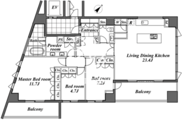 オーパスレジデンス恵比寿 1301 間取り図