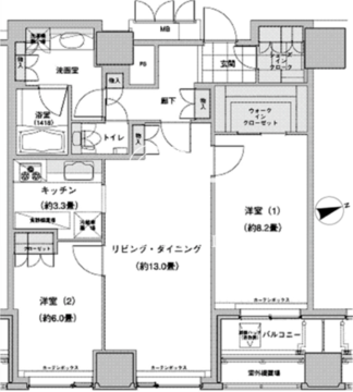 ウエストパークタワー池袋 2408 間取り図