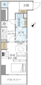 ＳＳ．ＦＬＡＴ神楽坂サウス 404 間取り図