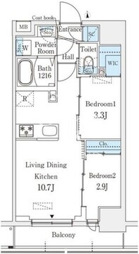 プライムブリス深川住吉 1302 間取り図