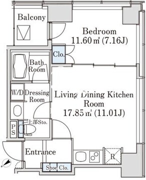 プラティーヌ新宿新都心 1901 間取り図