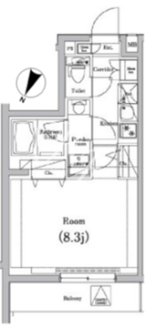 プレミアムキューブ三宿 208 間取り図