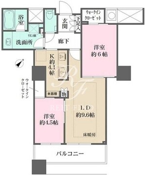 ザ・パークハウス西新宿タワー60 46階59.51㎡ 間取り図