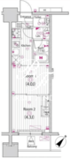 ガーラ・アヴェニュー浅草 8階25.56㎡ 間取り図