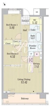 プライムアーバン東中野コート 611 間取り図