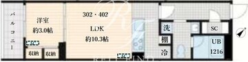 フレア島津山 302 間取り図