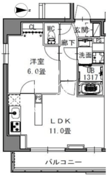 エスレジデンス新御徒町ウエスト 201 間取り図