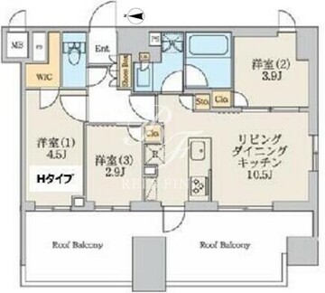 クレストコート北千住レジデンス 1102 間取り図