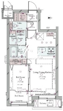 コンシェリア目黒本町 THE RESIDENCE 203 間取り図