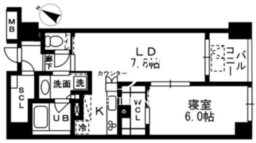 レジディア日本橋浜町 401 間取り図