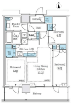 パークシティ中野ザタワーエアーズ 618 間取り図