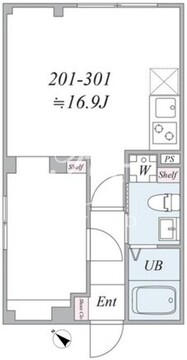サンキャピタル北新宿 201 間取り図