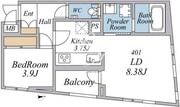 エクセルシオール荏原町 401 間取り図 ?>