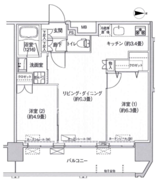 コスモグランス南品川 1406 間取り図
