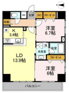 D-room早稲田 1101 間取り図